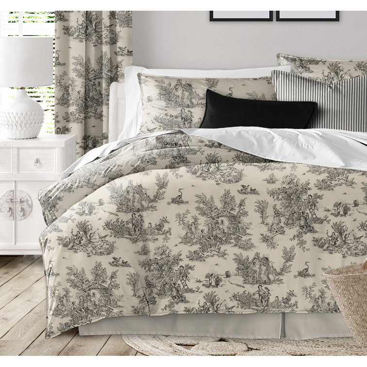 Toile De Jouy Cotton Toile Duvet Cover Set